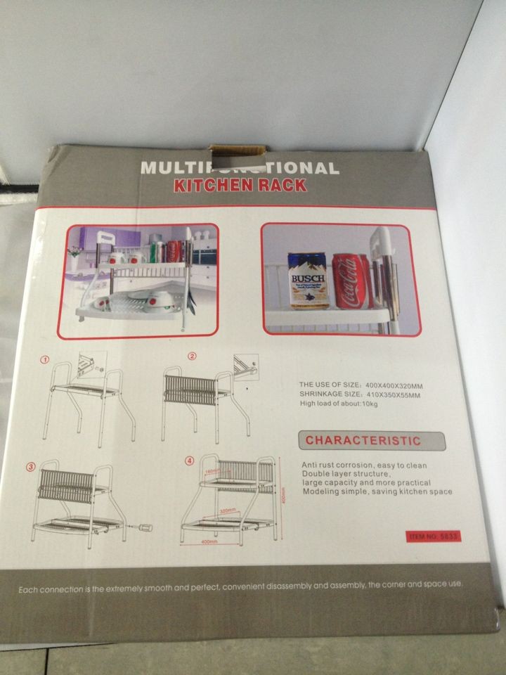 Stainless steel multi-functional bowl rack and double-layer draining storage rack details Picture