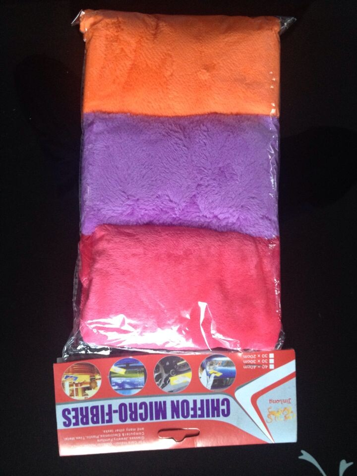 擦车布 素布 洗碗布 洗车布 抹布带纸卡 珊瑚绒 3PC装