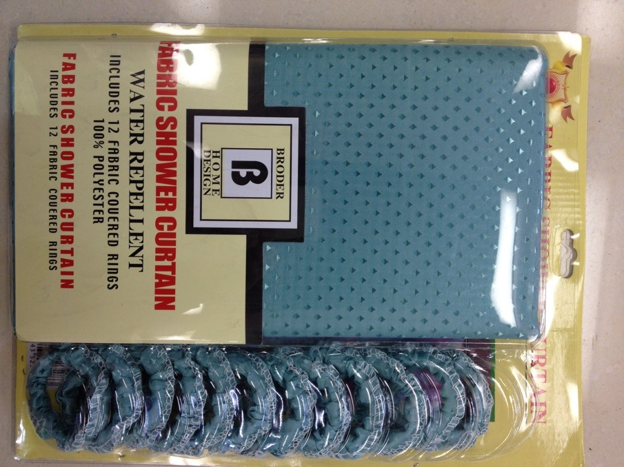 厂家直销：钻石纹精装布环浴帘，180*180CM