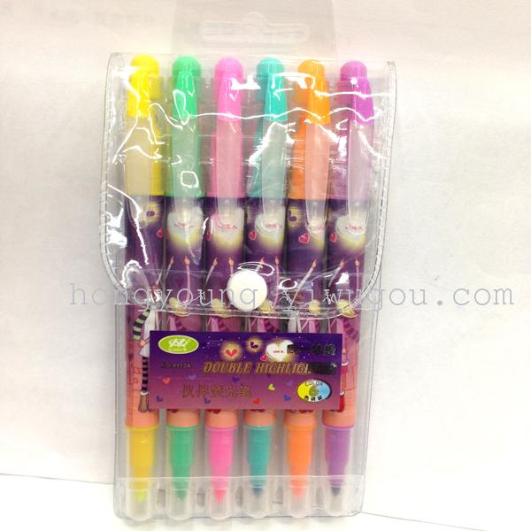 Double head highlighter Korean stationery small gift in 6 bags