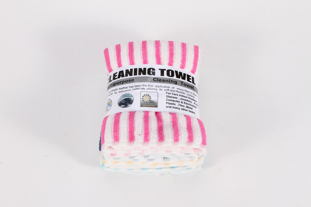 厂家直销：5片捆装双彩条抹布30*30CM细节图