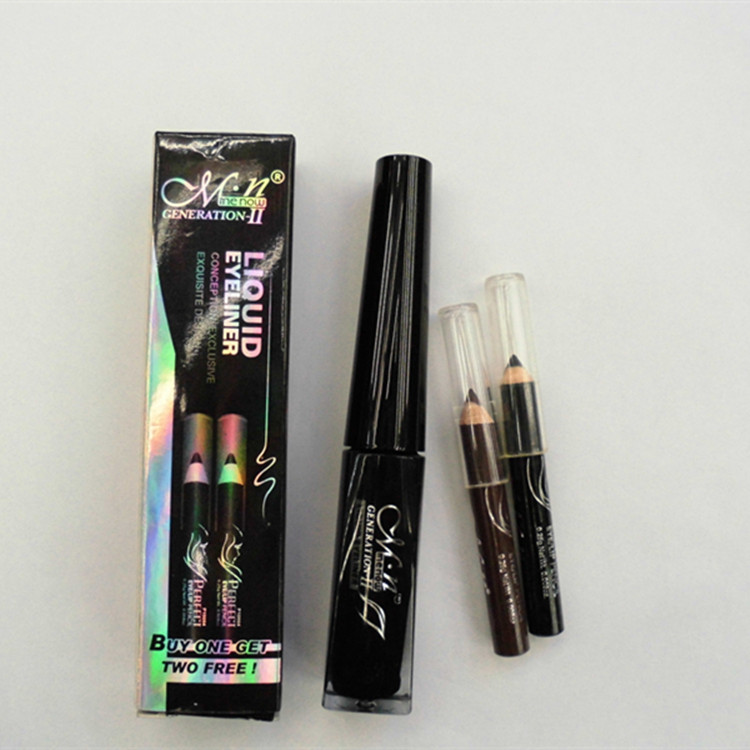 MN eyeliner 10 send two eyebrow pencils waterproof and non-dizzy eyeliner 45