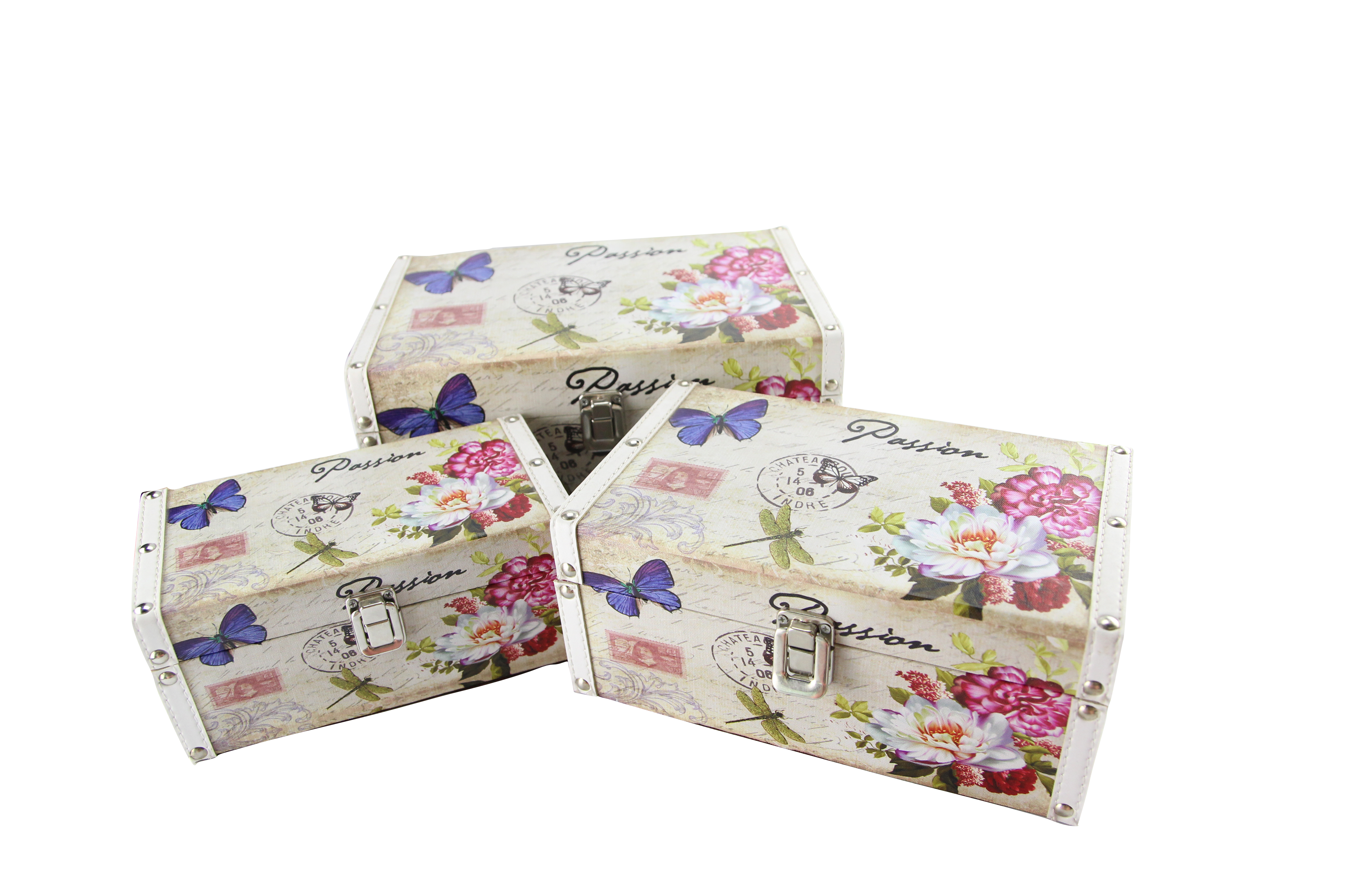 Changhao handmade European-style butterfly rectangular dry flower packing box three sets of household ornaments box thumbnail
