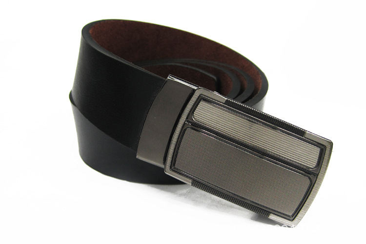 Automatic Buckle Men's Belt Genuine Leather Belt Glamour Black With Formal Wear To Highlight Masculinity details Picture