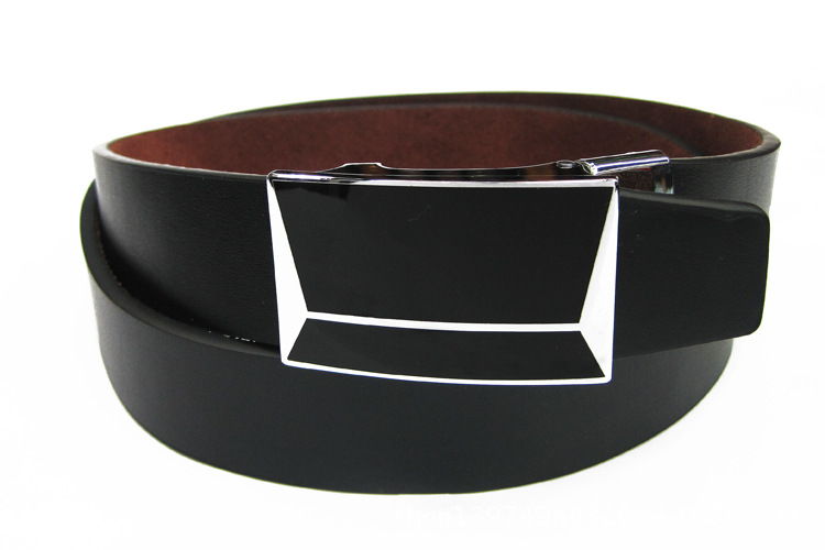 Black rubber toothless men's leather belt automatic buckle high-end atmosphere classy dress
