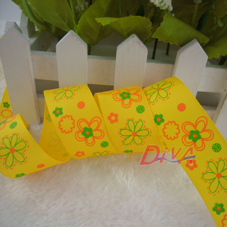 Ribbed Ribbon Printing Three Color Flower 8 Points Can Be Customized Diya Ribbon Wholesale Ribbon Gift Wrap details Picture