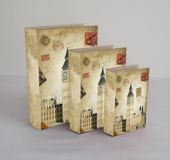 畅豪欧式做旧复古书盒三件套 厂家直销 支持订制 花色多样细节图