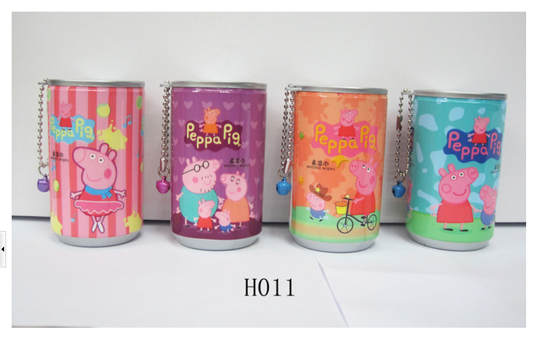 2015年新款迷你可乐罐湿巾粉红猪小妹，热播动画系列细节图