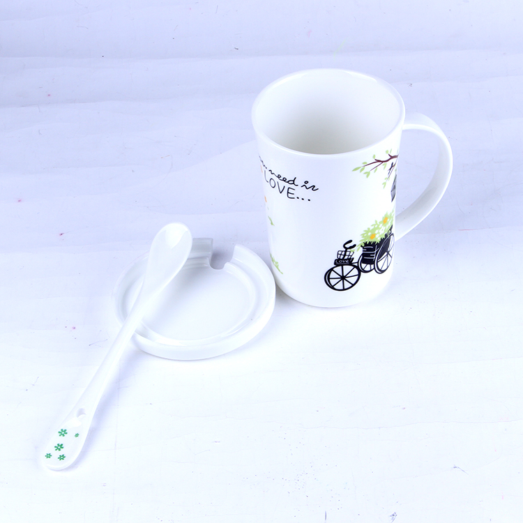 星巴克杯子正品创意马克杯陶瓷水杯咖啡杯带陶瓷盖勺产品图