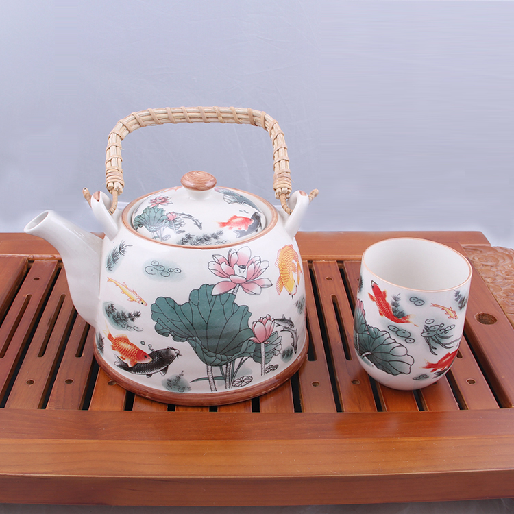 景德镇陶瓷提梁壶七件套厂家直销工艺礼品套装一壶六杯