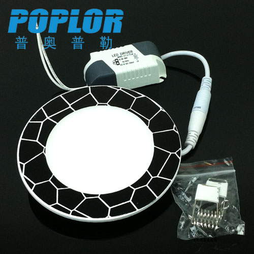 6W LED超薄 面板灯LED 筒灯圆形IC恒流石纹路图案图