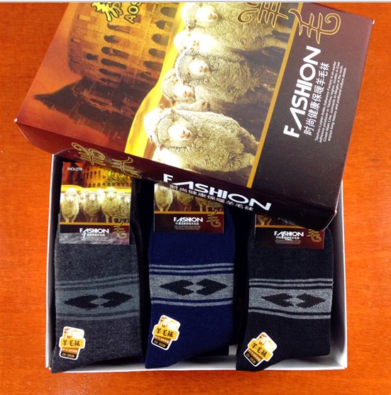 盒装12双 男士羊毛袜 秋冬必备保暖袜 商务绅士厚棉袜产品图