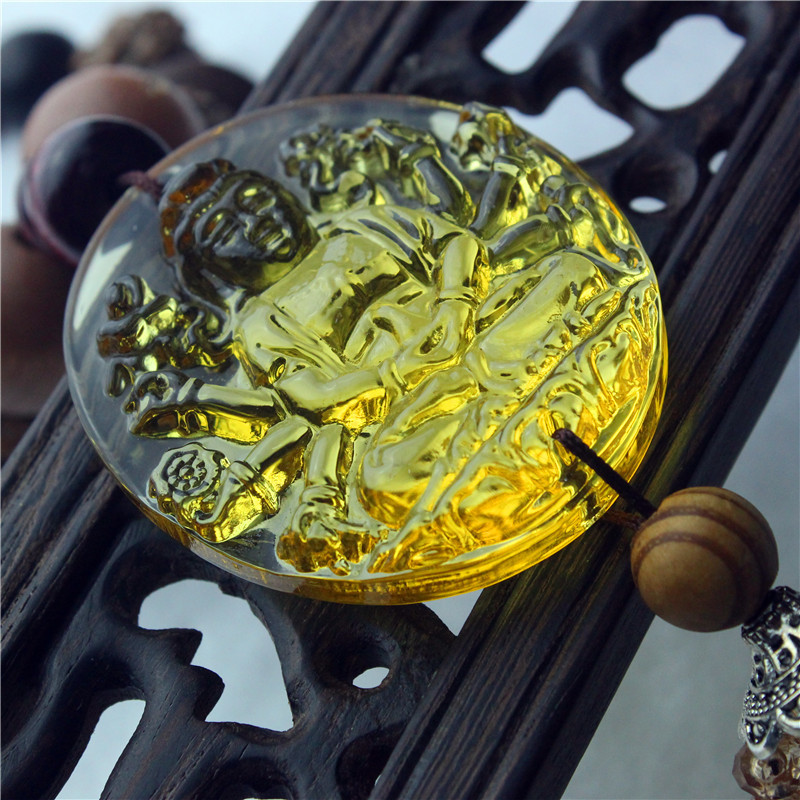 天然黄水晶千手观音汽车挂件 菩提子汽车内饰 创意礼品产品图