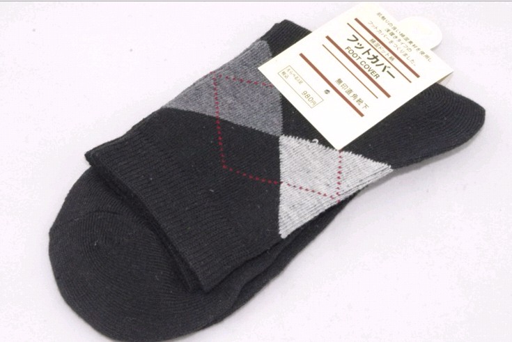 淘宝天猫货源小礼物男士袜子男袜批发 时尚菱形格袜商务英伦细节图