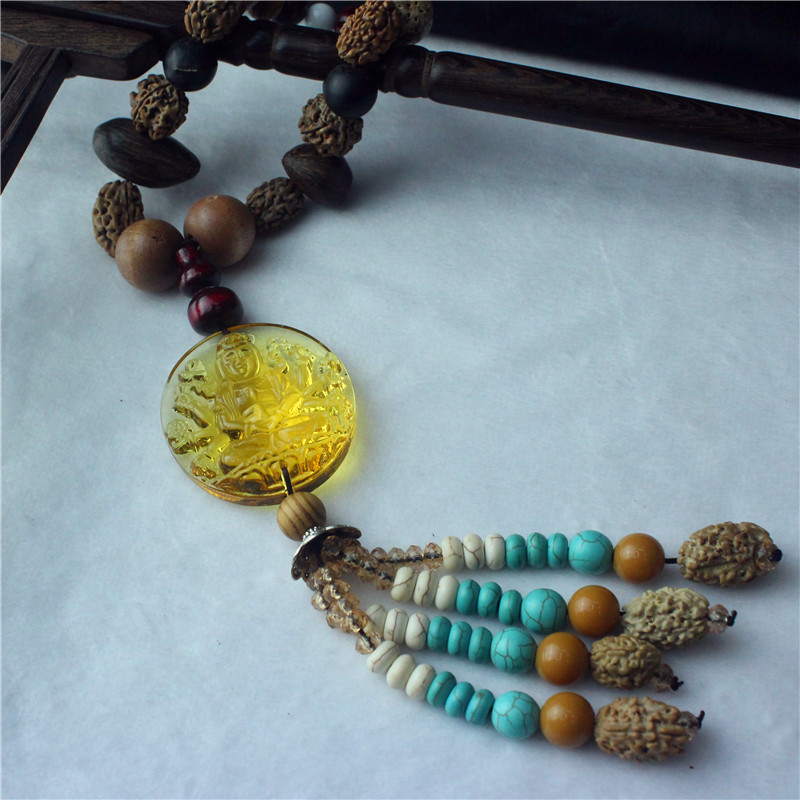 天然黄水晶千手观音汽车挂件 菩提子汽车内饰 创意礼品