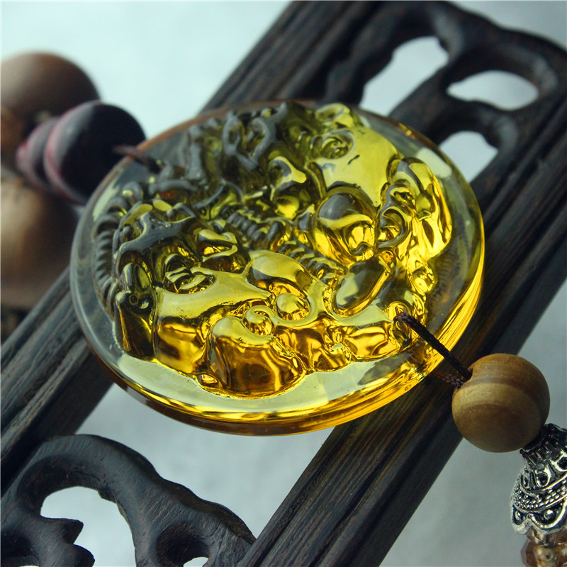 天然黄水晶千手观音汽车挂件 菩提子汽车内饰 创意礼品细节图