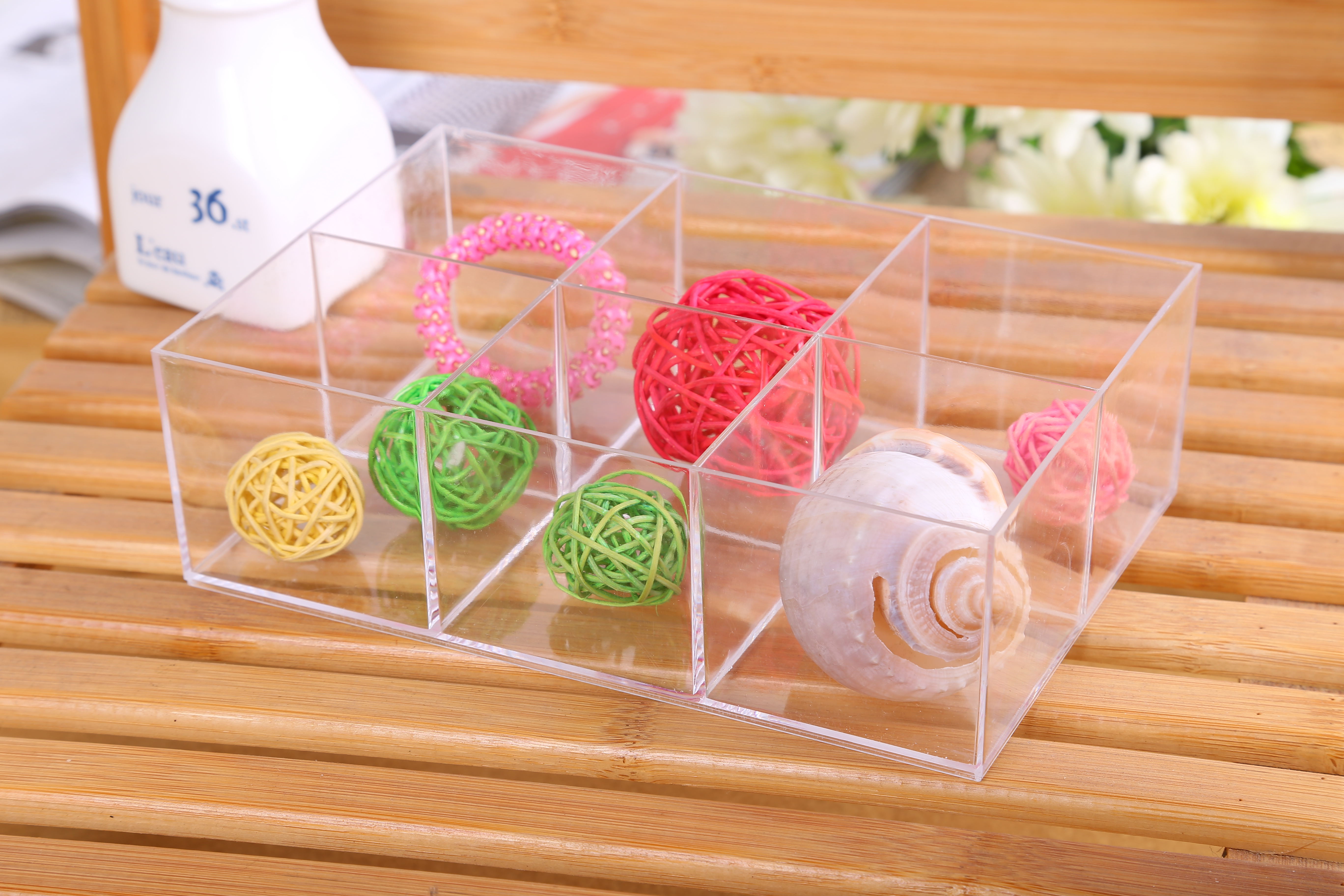 厂家直销高质透明PS6格桌面整理收纳盒化妆品收纳盒饰品收纳盒