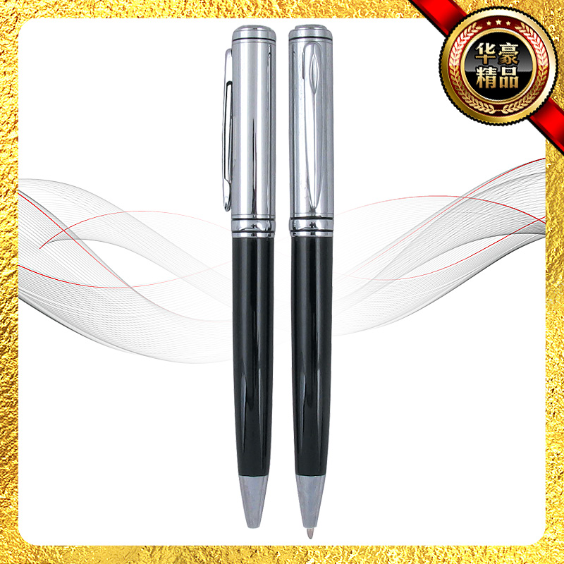 Huahao Special Supply metal ballpoint pens, metal gift pens, black oil-based pens, high-end advertising business pens details Picture