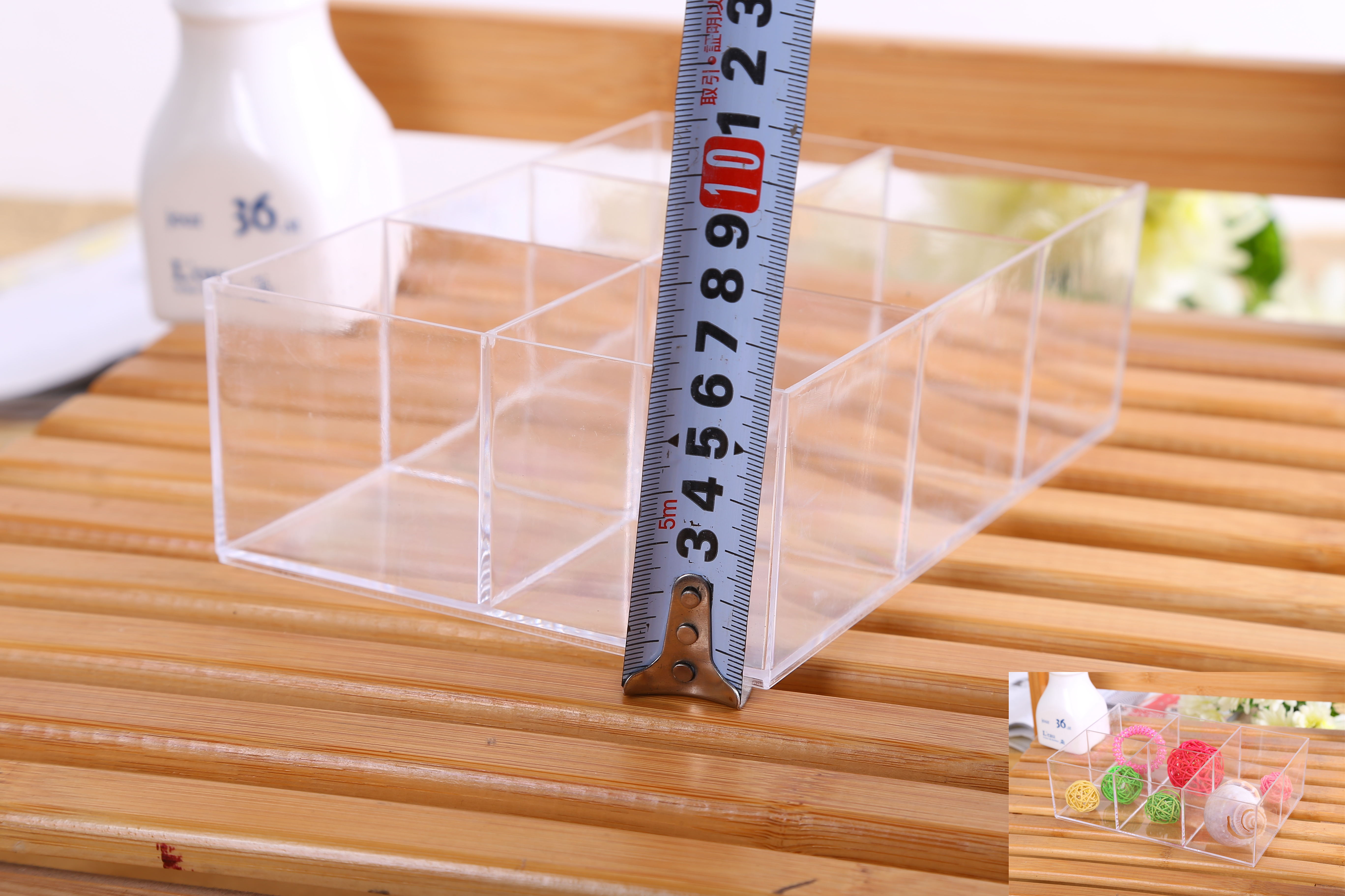 厂家直销高质透明PS6格桌面整理收纳盒化妆品收纳盒饰品收纳盒细节图