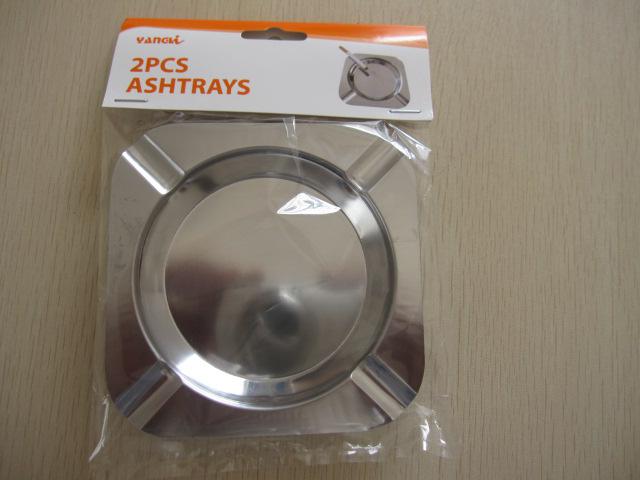 【HUANG DA】2PC简易不锈钢烟灰缸