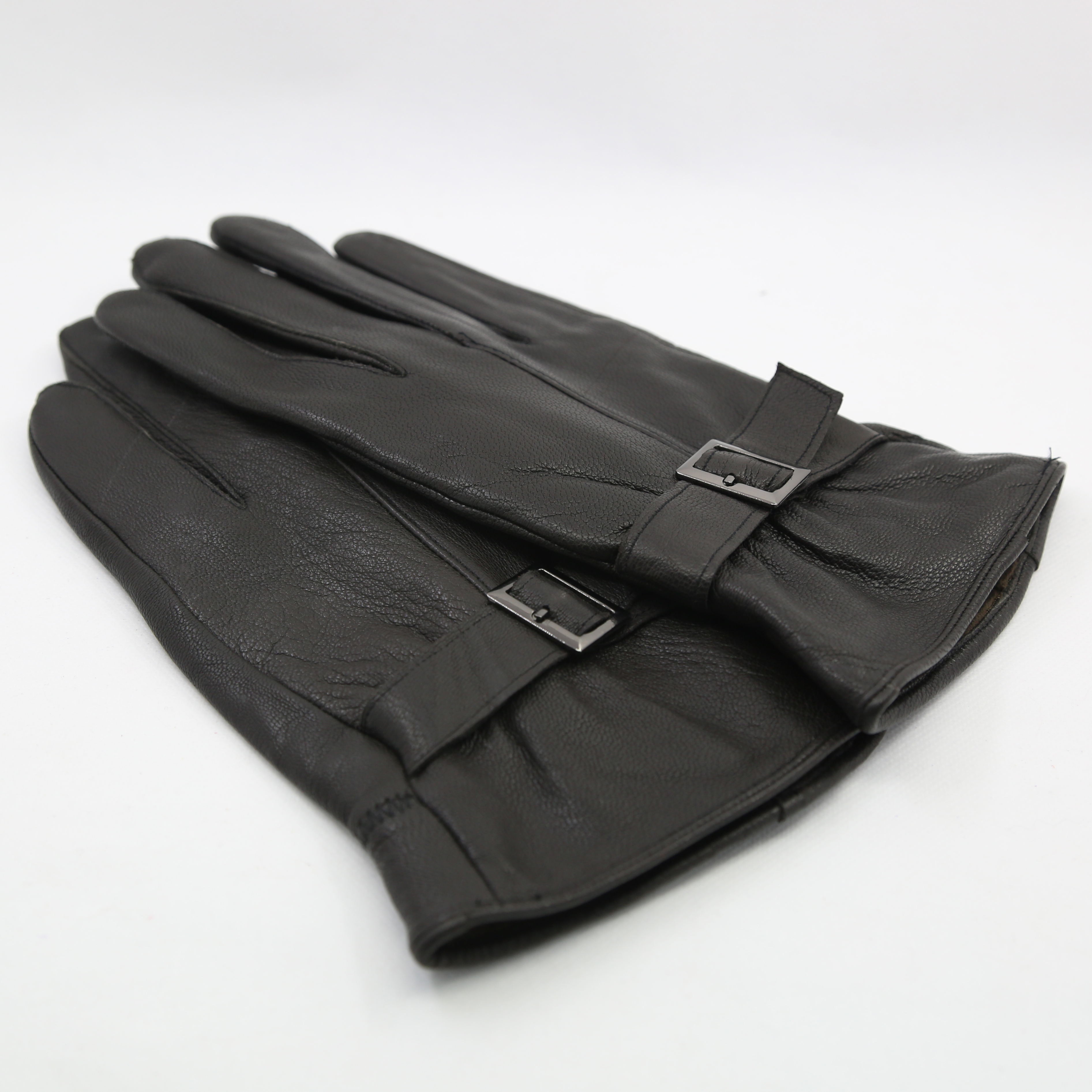 See deep leather half-full gloves men's leather gloves Winter warm deerskin gloves plus fleece thickened cycling gloves