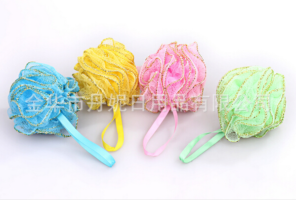 金边花 韩版镶金色花边沐浴球浴花多泡沫洗澡可挂沐浴刷沐浴擦