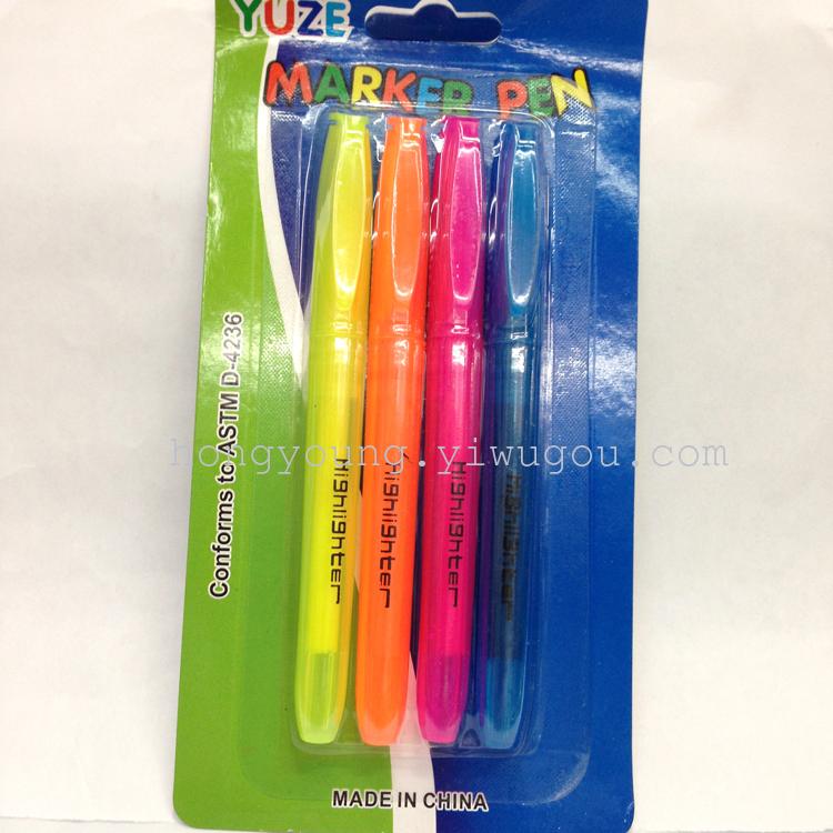 4 CARDS filled highlighters stationery sets color pens water-based markers