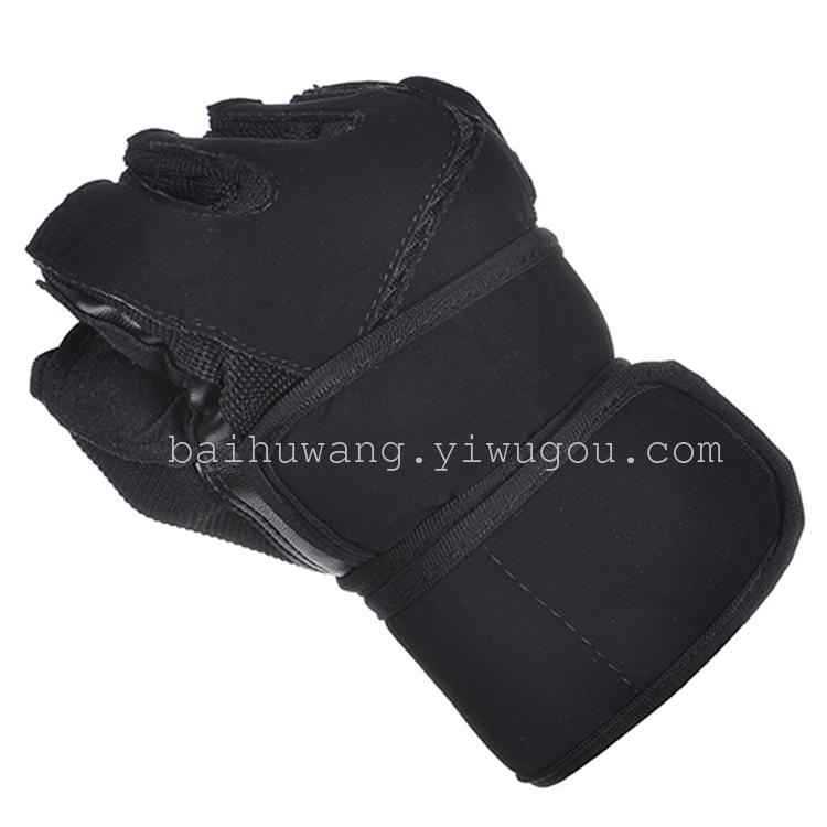 Biker fitness exercise. Dumbbell weight lifting anti-skid super long wrist brace bull gloves. thumbnail