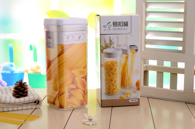 Square transparent plastic sealed cans, milk powder cans, quick-release cans, moisture-proof storage cans for grains and cereals 0217 details Picture
