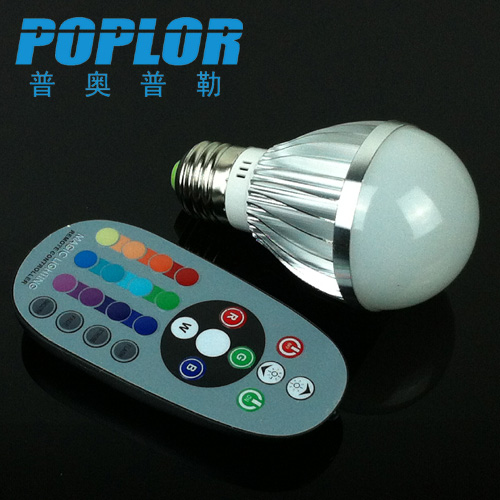 5W RGB七彩遥控LED球泡灯智能节能灯LED遥控灯泡细节图