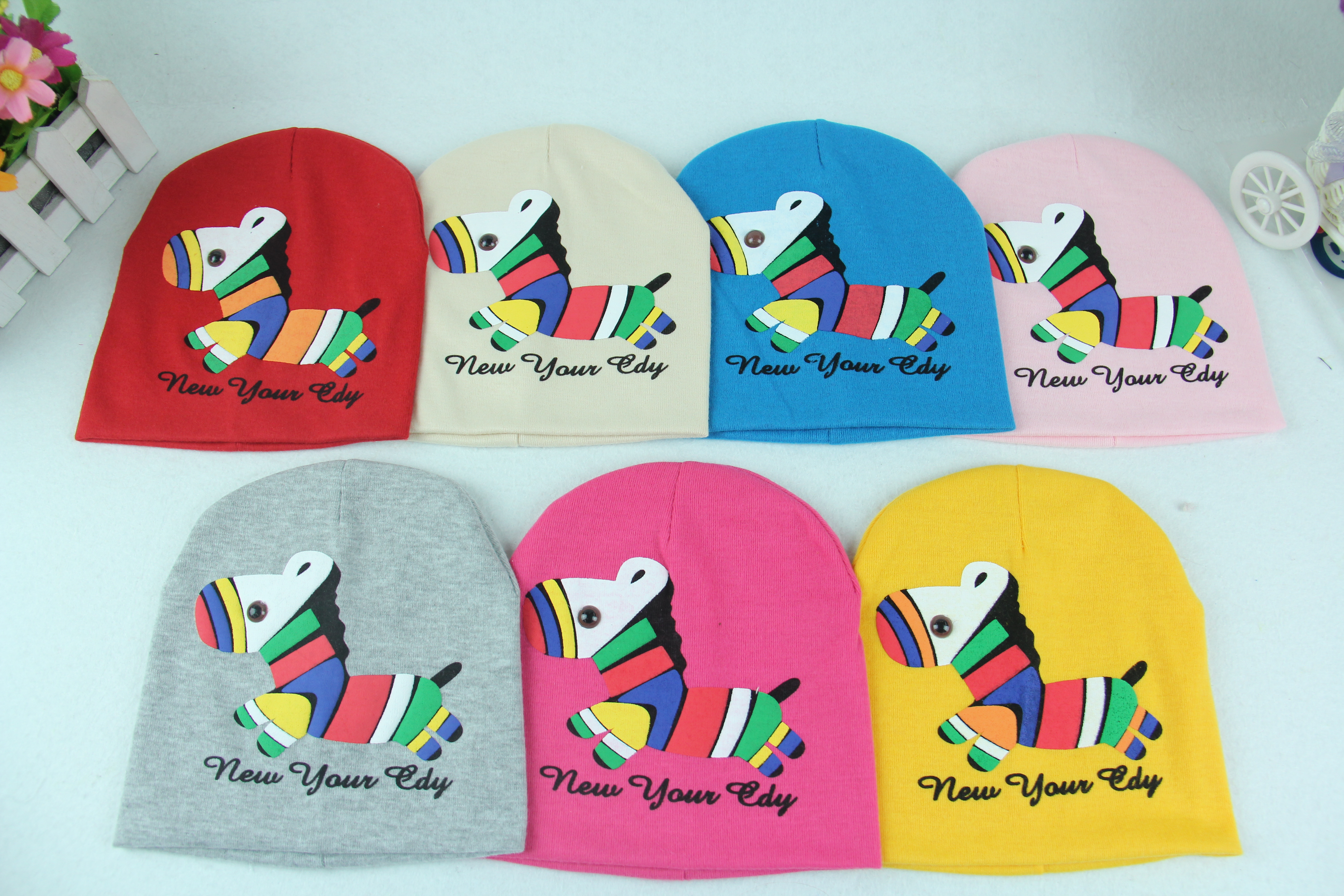 2015 Spring and Autumn Baby cap cotton printed pony baby jumper cap