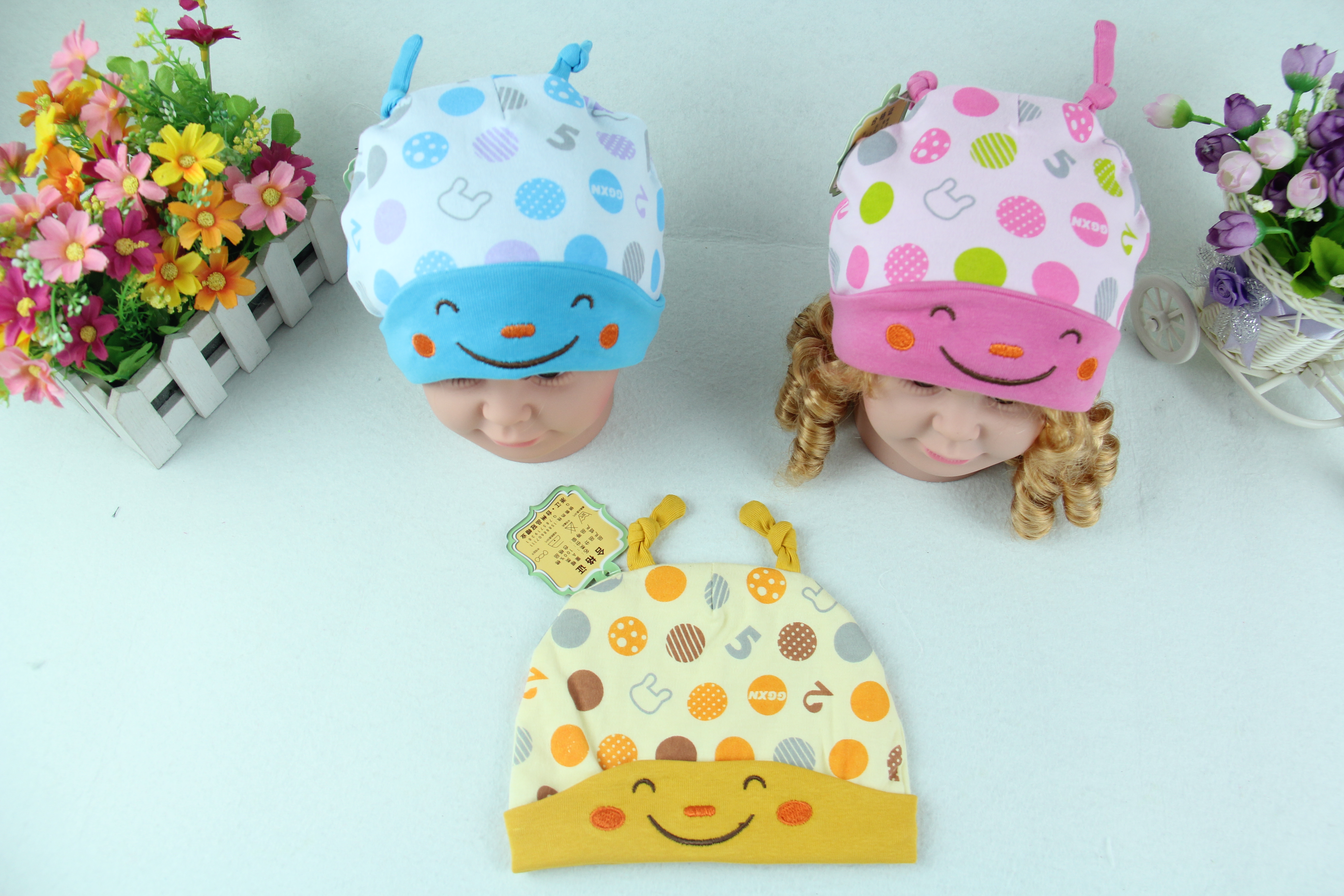 Spring and Autumn 2015 Baby hat cotton print bee baby hat