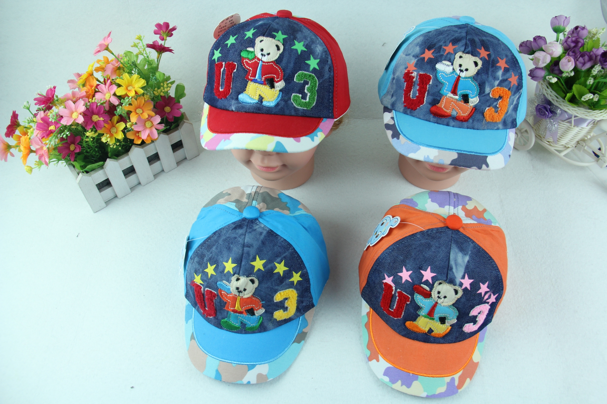 Cute baseball cap for kids Bear five star camouflage baseball cap