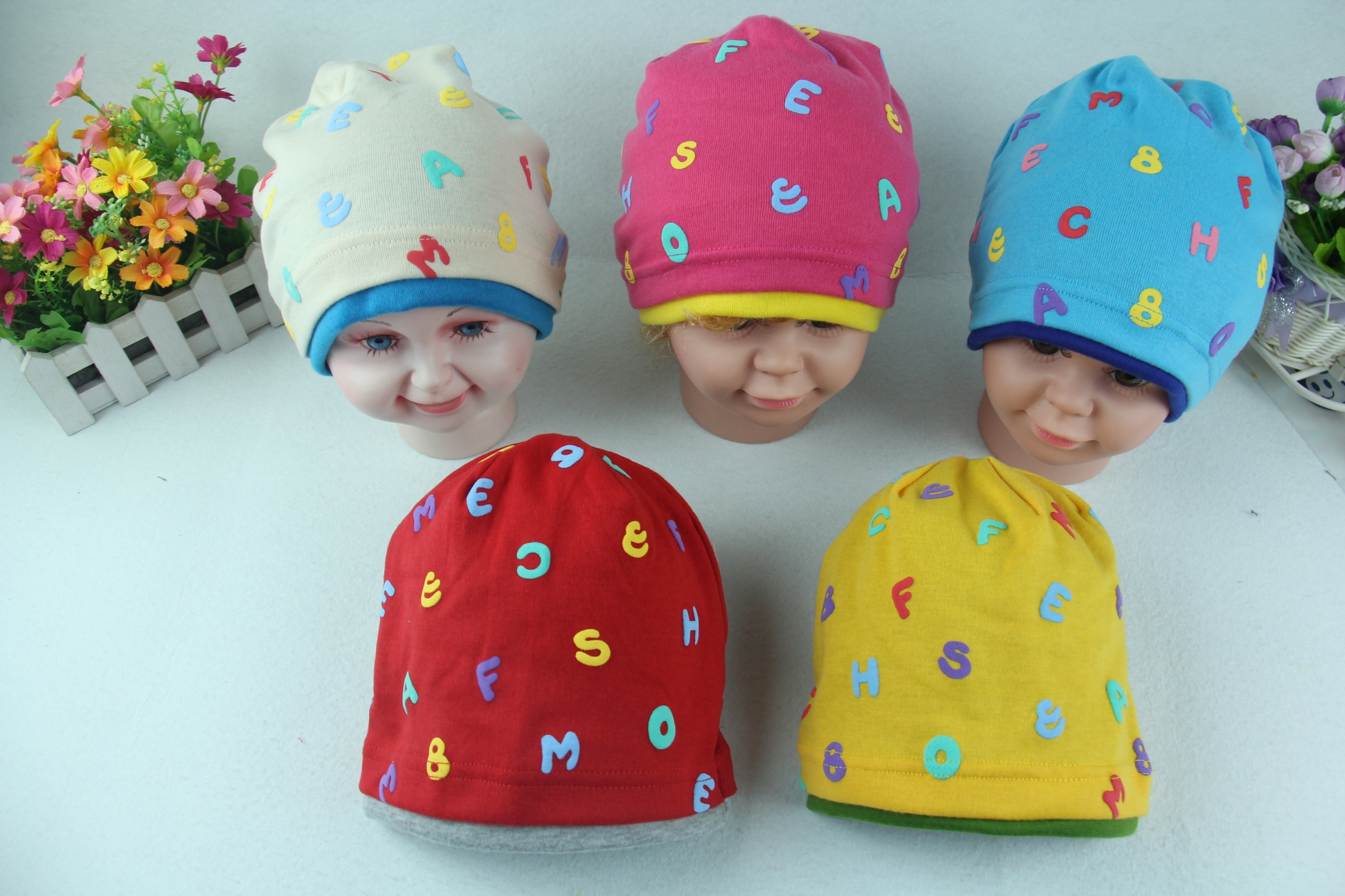 Children cute ice cap Numbers English letters cotton ice cap