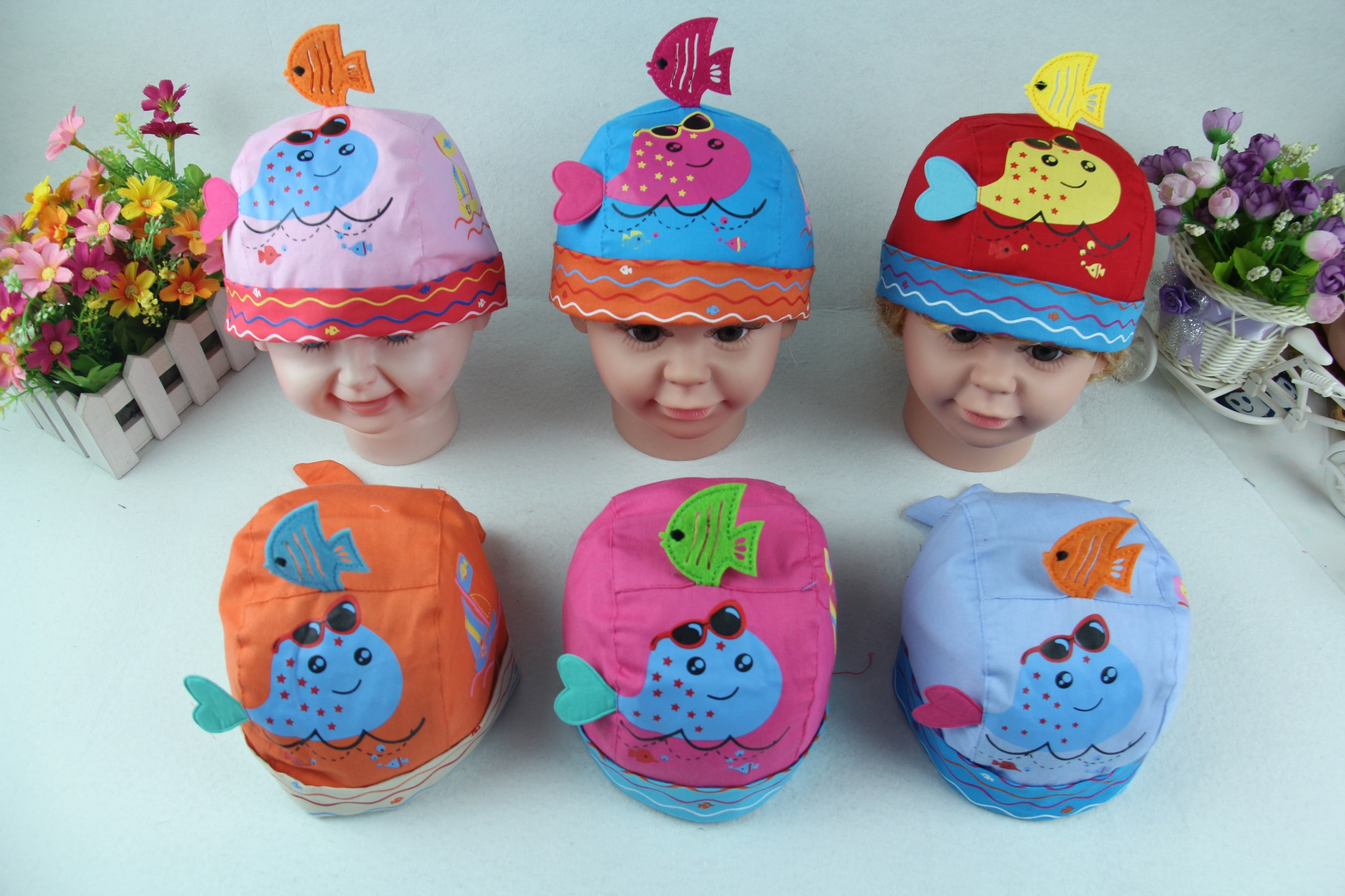 Children's cute pirate hat printed cotton fish pirate hat