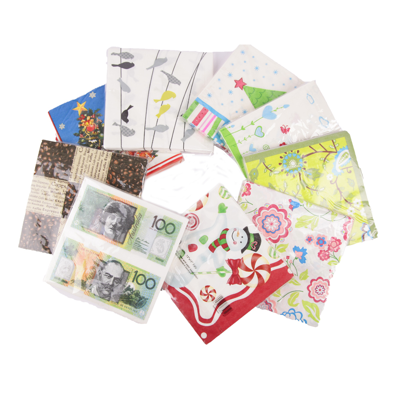 2023新款厂家直销定制 个性印花方巾纸 彩色方巾生活用纸 卡通图案方巾纸