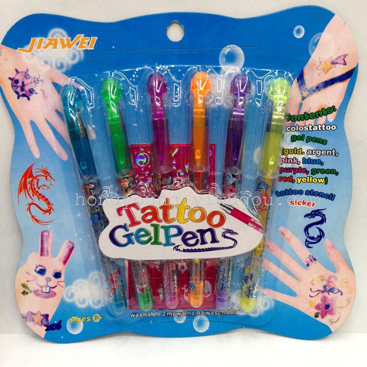 TATTOO PENS 6 colors TATTOO GEL PENS Shiny PENS