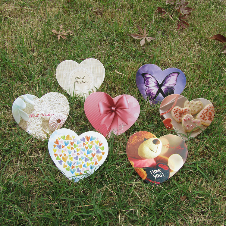 Korean version of beautiful heart-shaped single-sided card Holiday universal greeting card postcard message card thumbnail