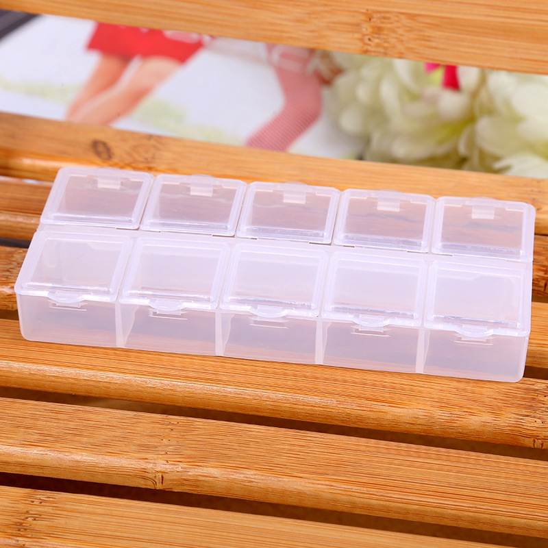 透明长方大号双排10格可拆卸化妆首饰盒药盒收纳盒家居收纳盒细节图