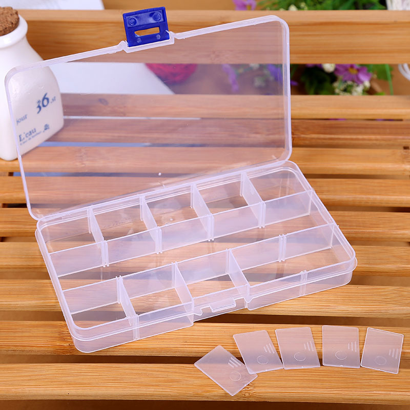厂家直销PP透明小15格可拆连体分类储物盒饰品桌面收纳盒子等细节图