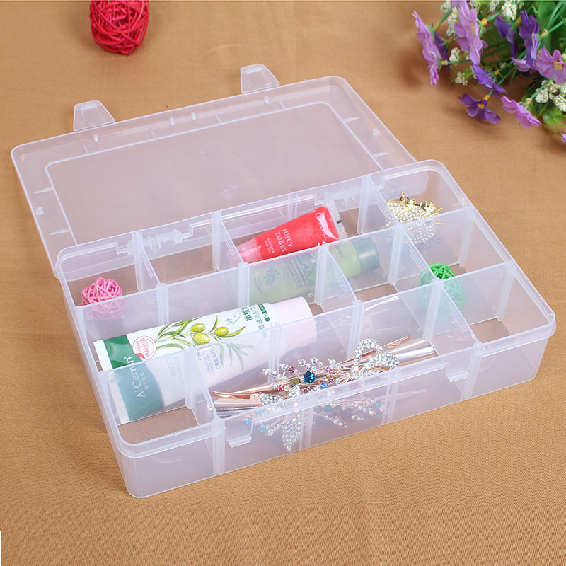 厂家直销PP透明大15格 翻盖DIY可拆卸收纳盒饰品盒水钻盒