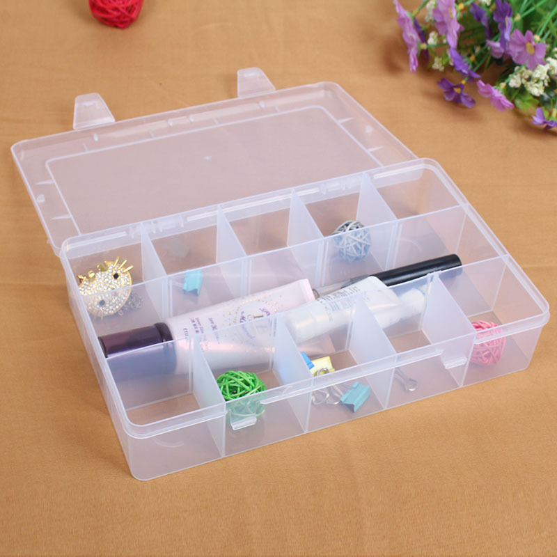 大号15格连体塑料收纳透明塑料桌面收纳盒创意家居生活用品