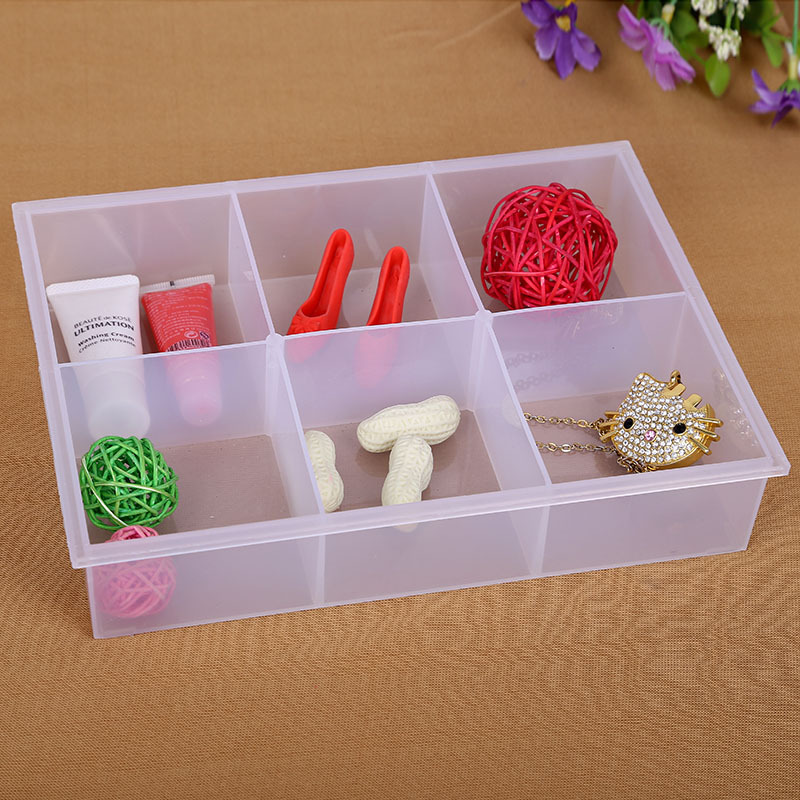 6格托盘无盖透明塑料收纳盒 橱窗展示盒 元器件盒 样品盒