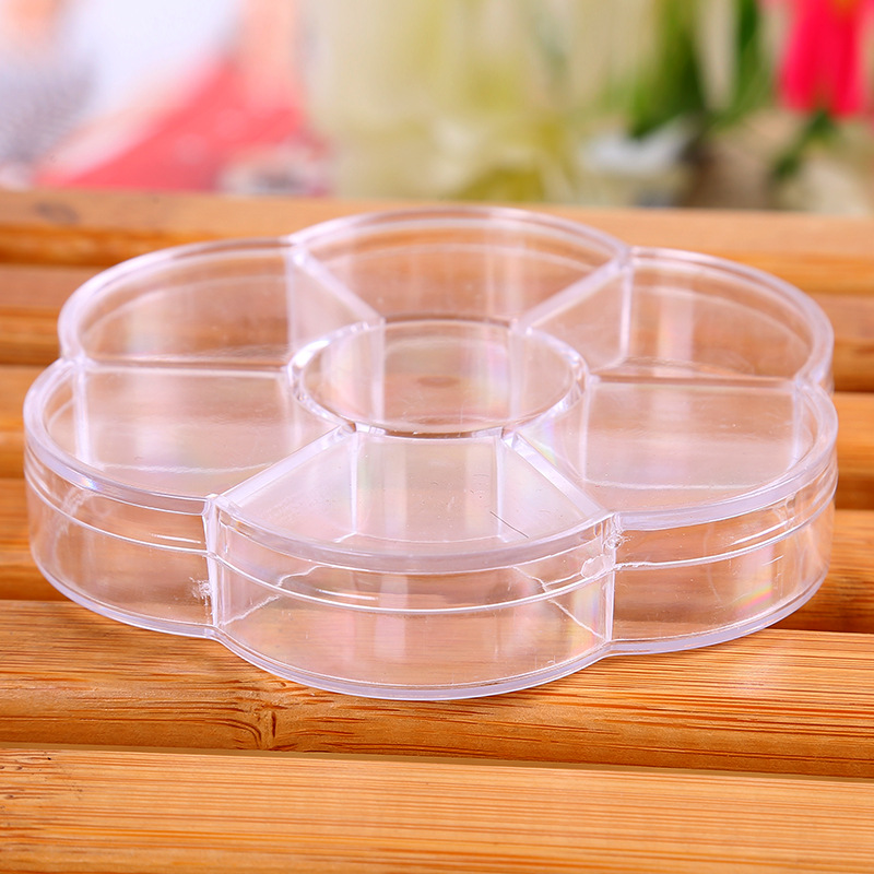 Wholesale of creative home storage plum blossom 7-compartment storage boxes, jewelry, medicine boxes, beaded components and parts boxes Specification image
