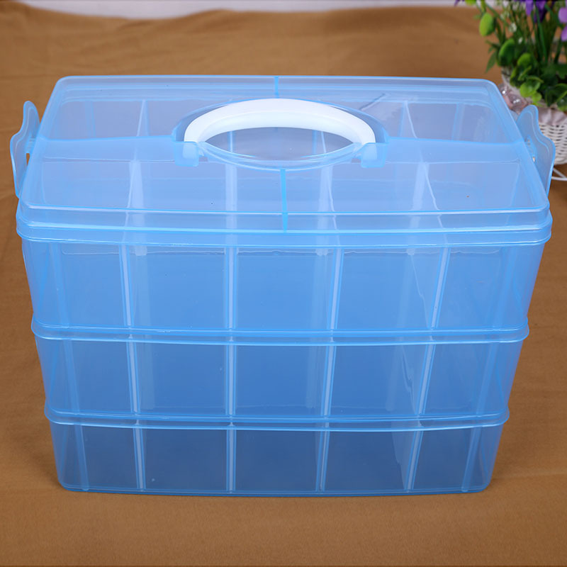 Extra grande triple capa libre split 30 compartimentos portátil multiuso caja de almacenamiento caja organizadora caja de almacenamiento Specification image