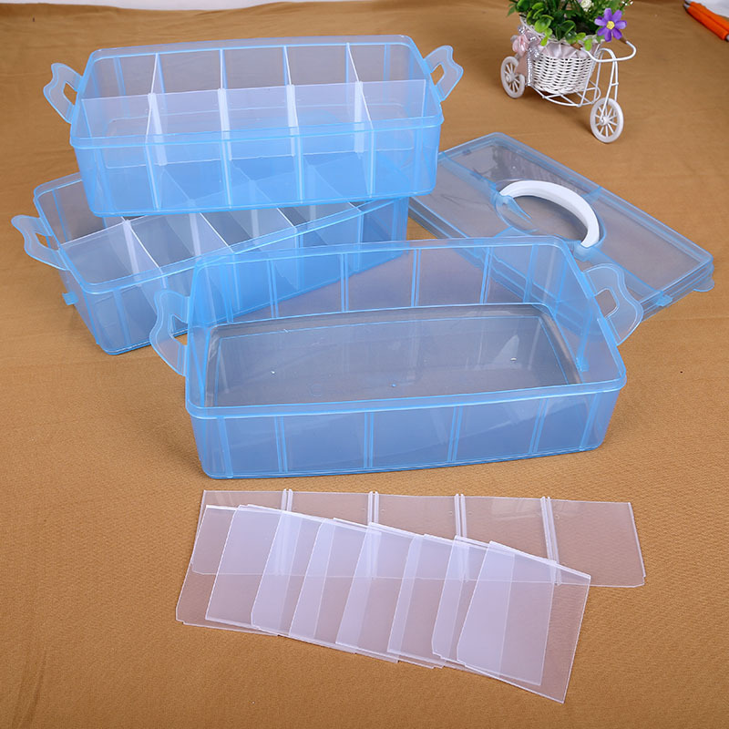 Extra grande triple capa libre split 30 compartimentos portátil multiuso caja de almacenamiento caja organizadora caja de almacenamiento details Picture