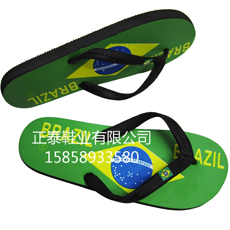 Manufacturers customize various types of national flag, team and club Brazilian flip-flops and flip-flops details Picture
