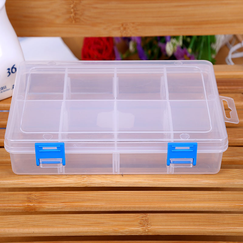 2015 new large-sized 8-compartment transparent plastic storage box, organizing box, storage box, jewelry box and packaging box Specification image