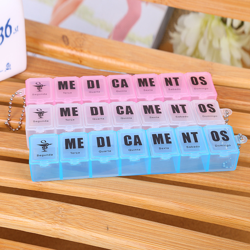 pp西班牙语带字塑料一星期药物首饰收纳盒 收纳箱热卖独立盖