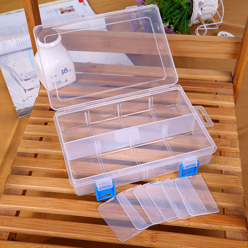 2015 new large-sized 8-compartment transparent plastic storage box, organizing box, storage box, jewelry box and packaging box details Picture